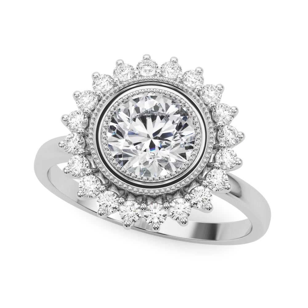 Platinum 1.33ctw Round Diamond Halo Engagement Ring