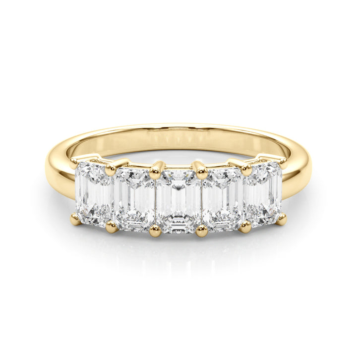 14K Yellow Gold Emerald Diamond Wedding Ring