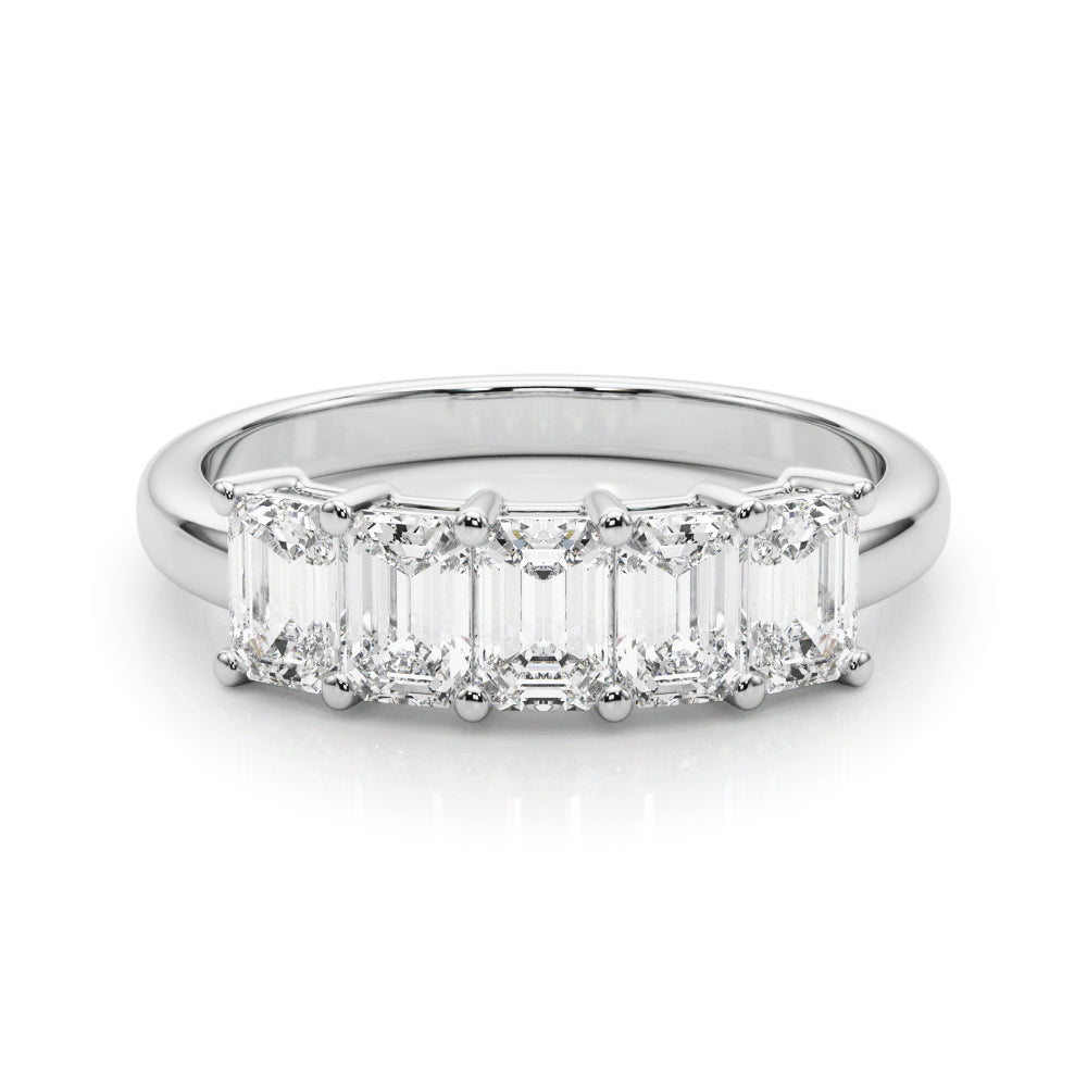 14K White Gold Emerald Diamond Wedding Ring