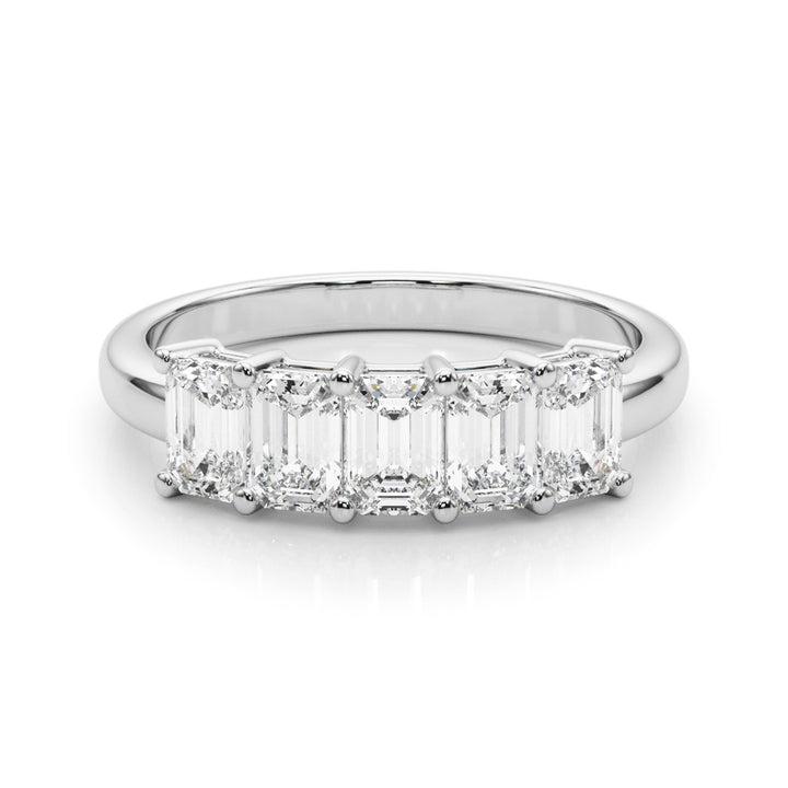 18K White Gold Emerald Diamond Wedding Ring