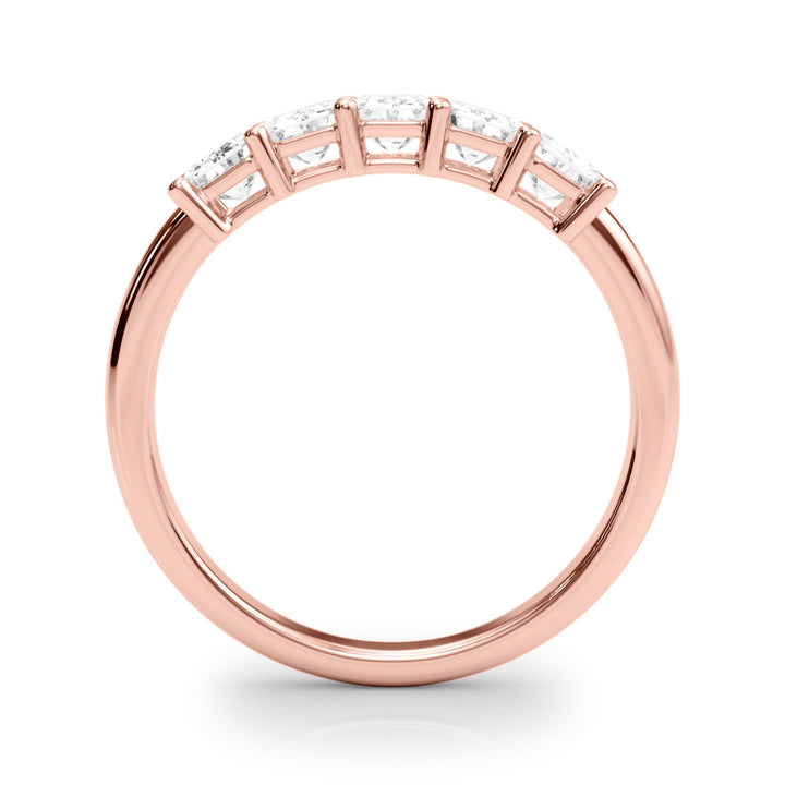 14K Rose Gold Emerald Diamond Wedding Ring