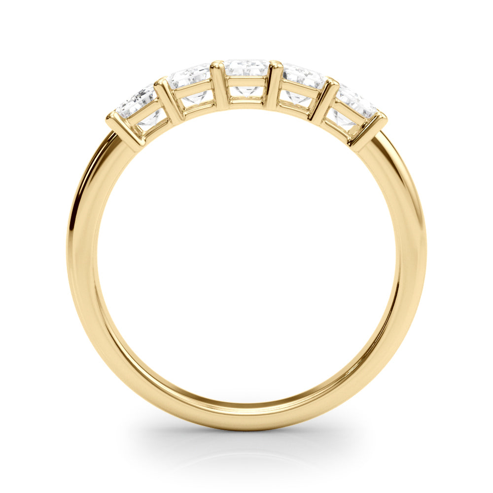 14K Yellow Gold Emerald Diamond Wedding Ring