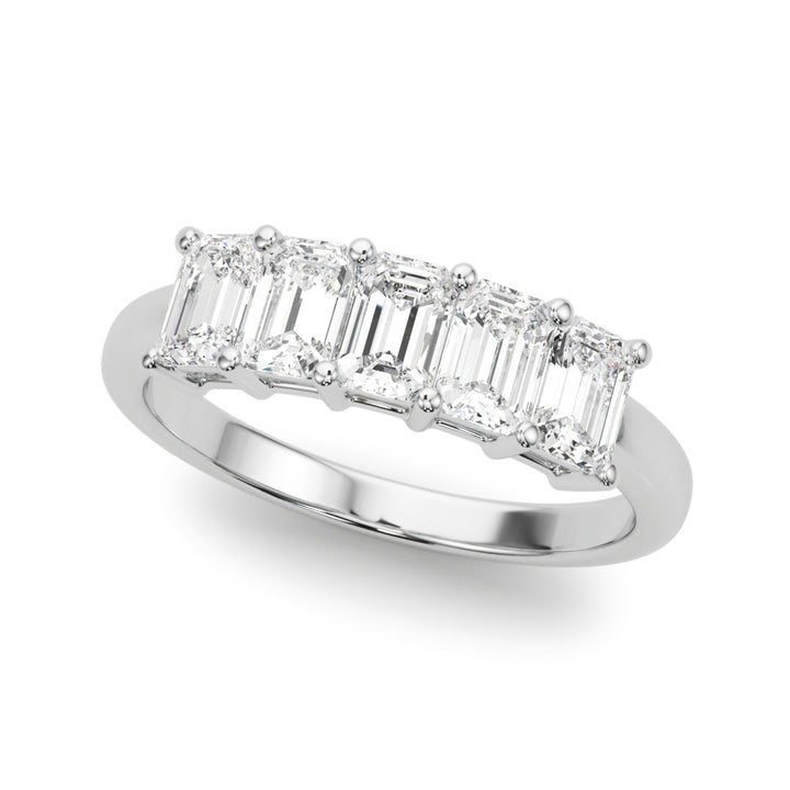 14K White Gold Emerald Diamond Wedding Ring