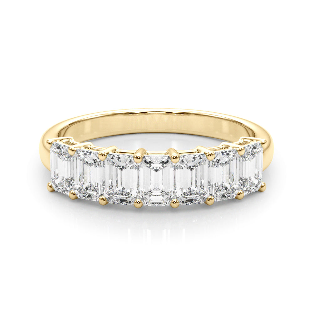 18K Yellow Gold Emerald Diamond Wedding Ring