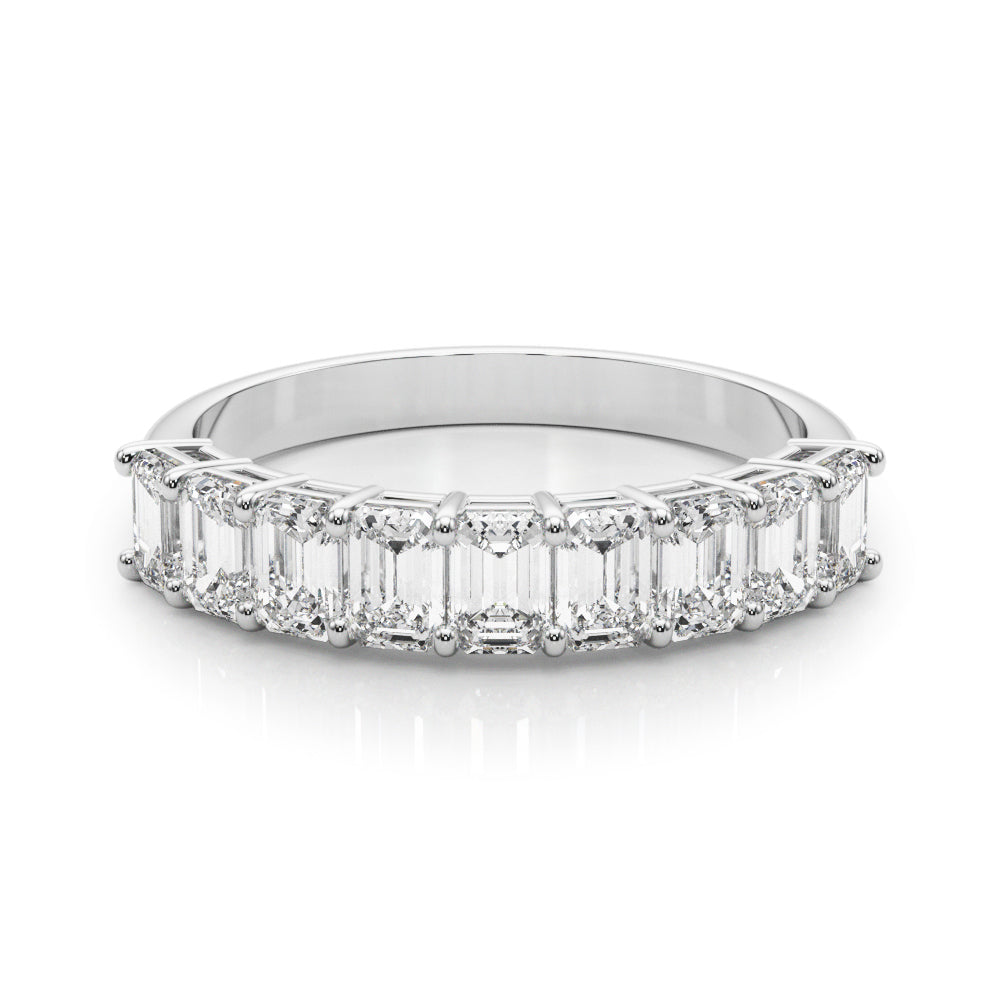 Platinum Emerald Diamond Wedding Ring | 1.33 ctw
