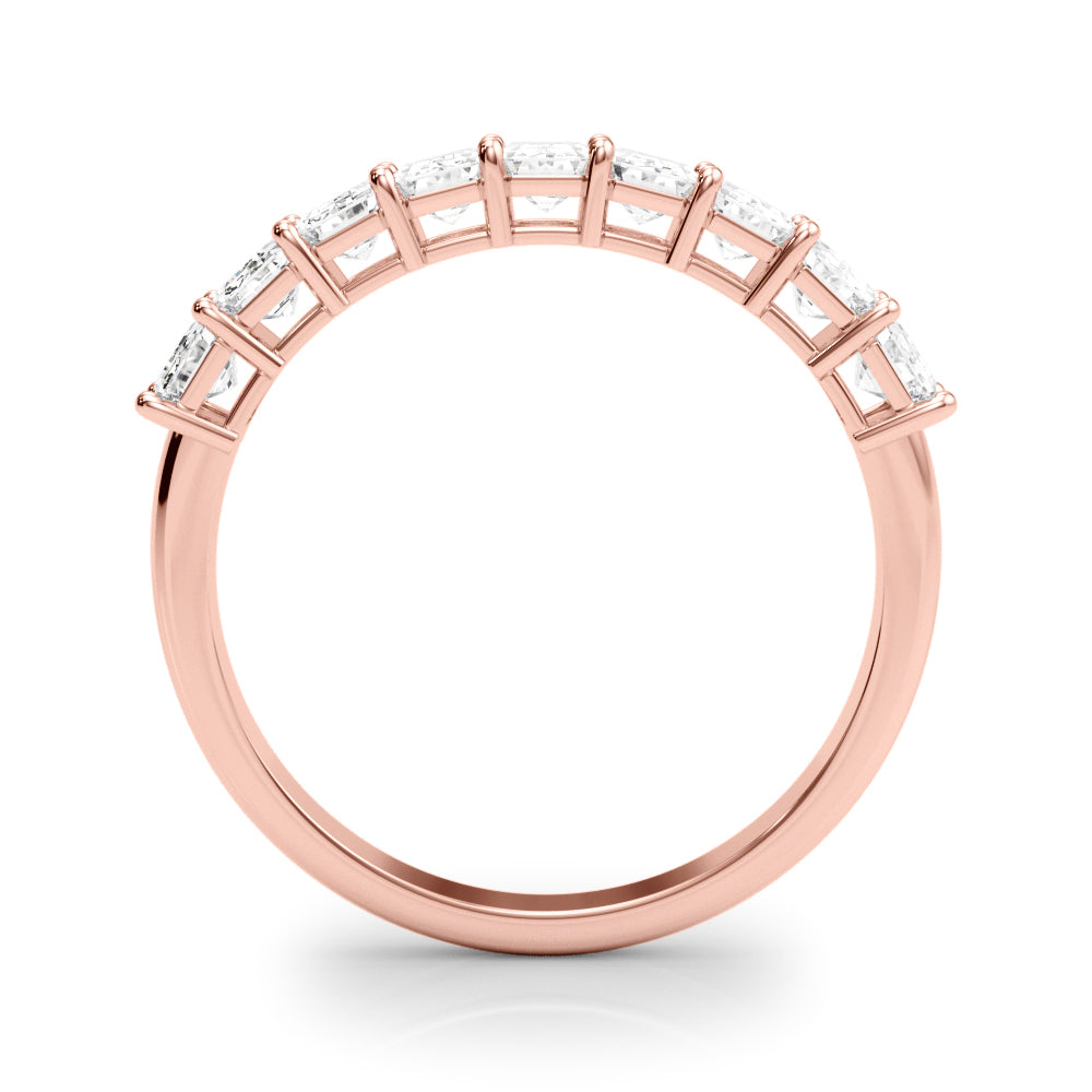 14K Rose Gold Emerald Diamond Wedding Ring