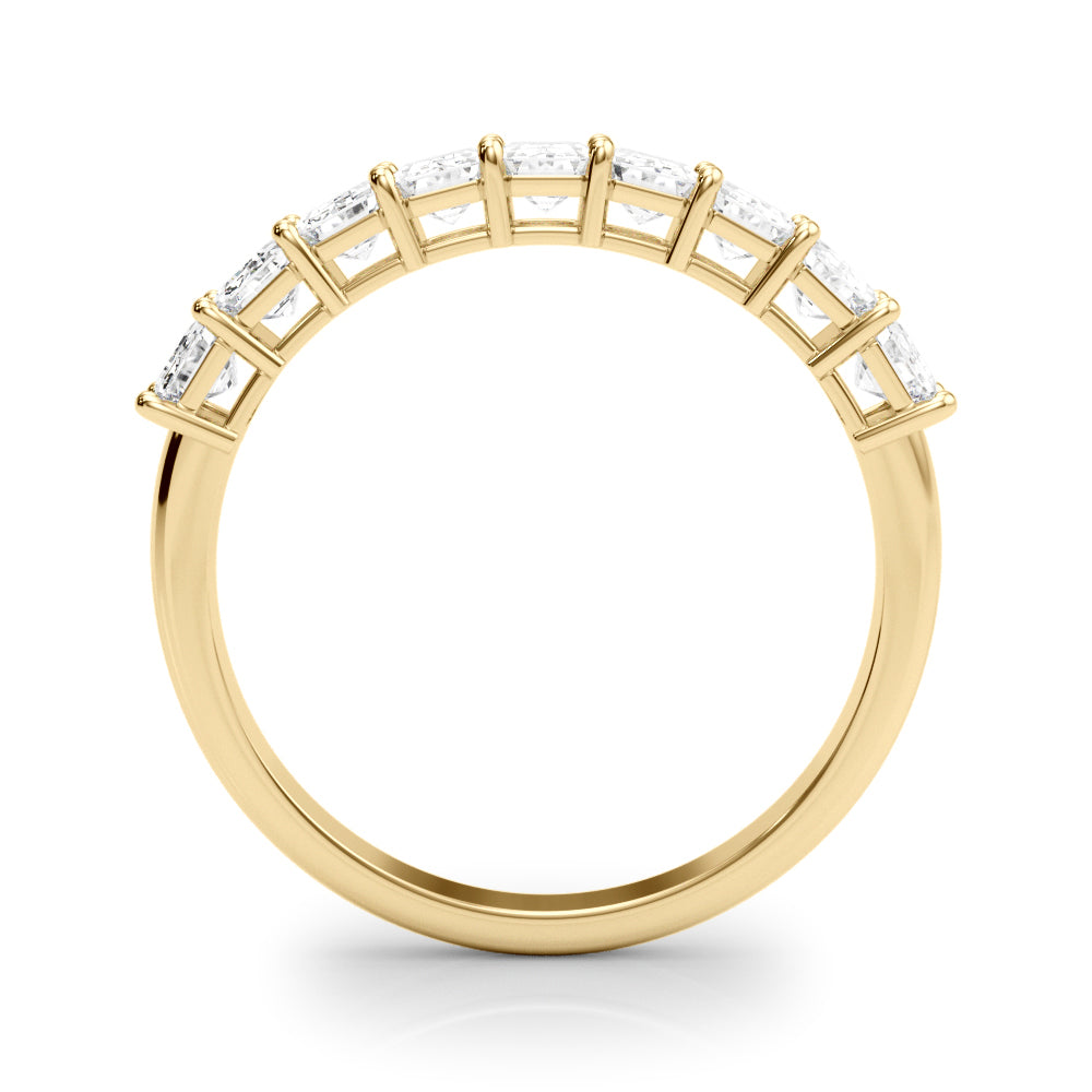 18K Yellow Gold Emerald Diamond Wedding Ring
