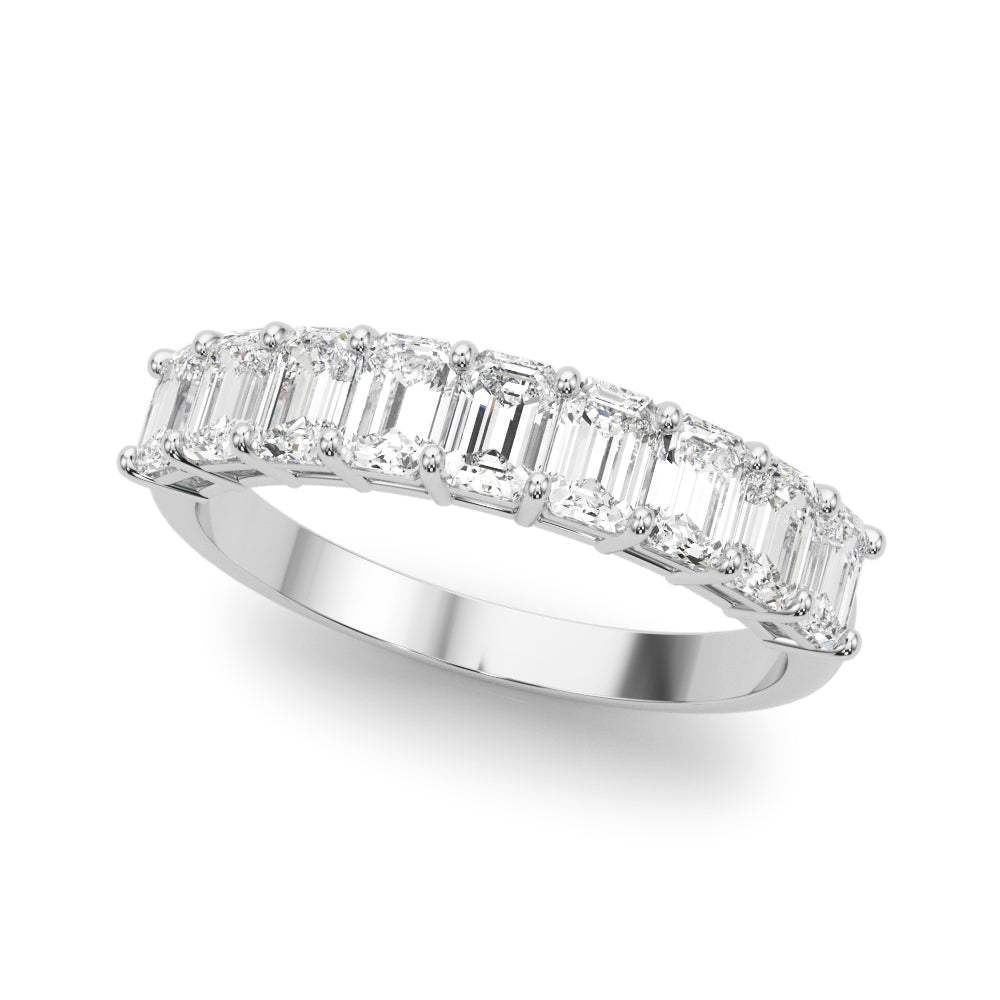Platinum Emerald Diamond Wedding Ring | 1.33 ctw