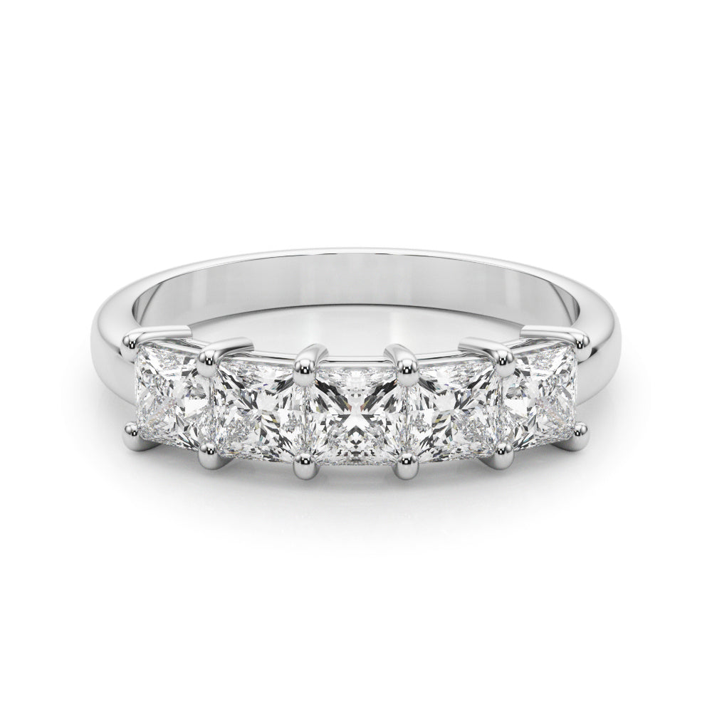 14K White Gold Square Diamond Wedding Ring