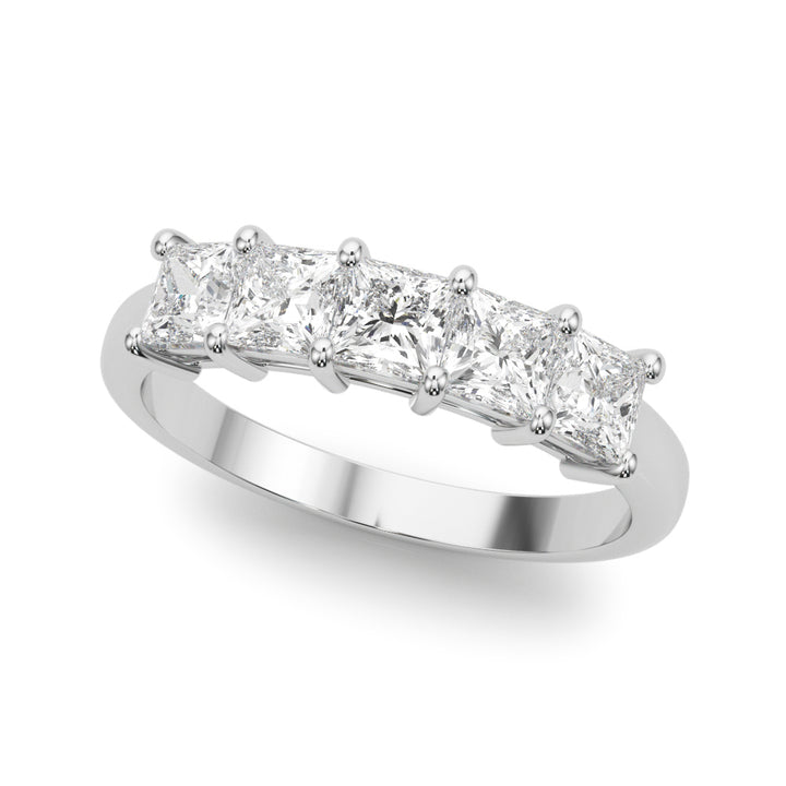 18K White Gold Square Diamond Wedding Ring