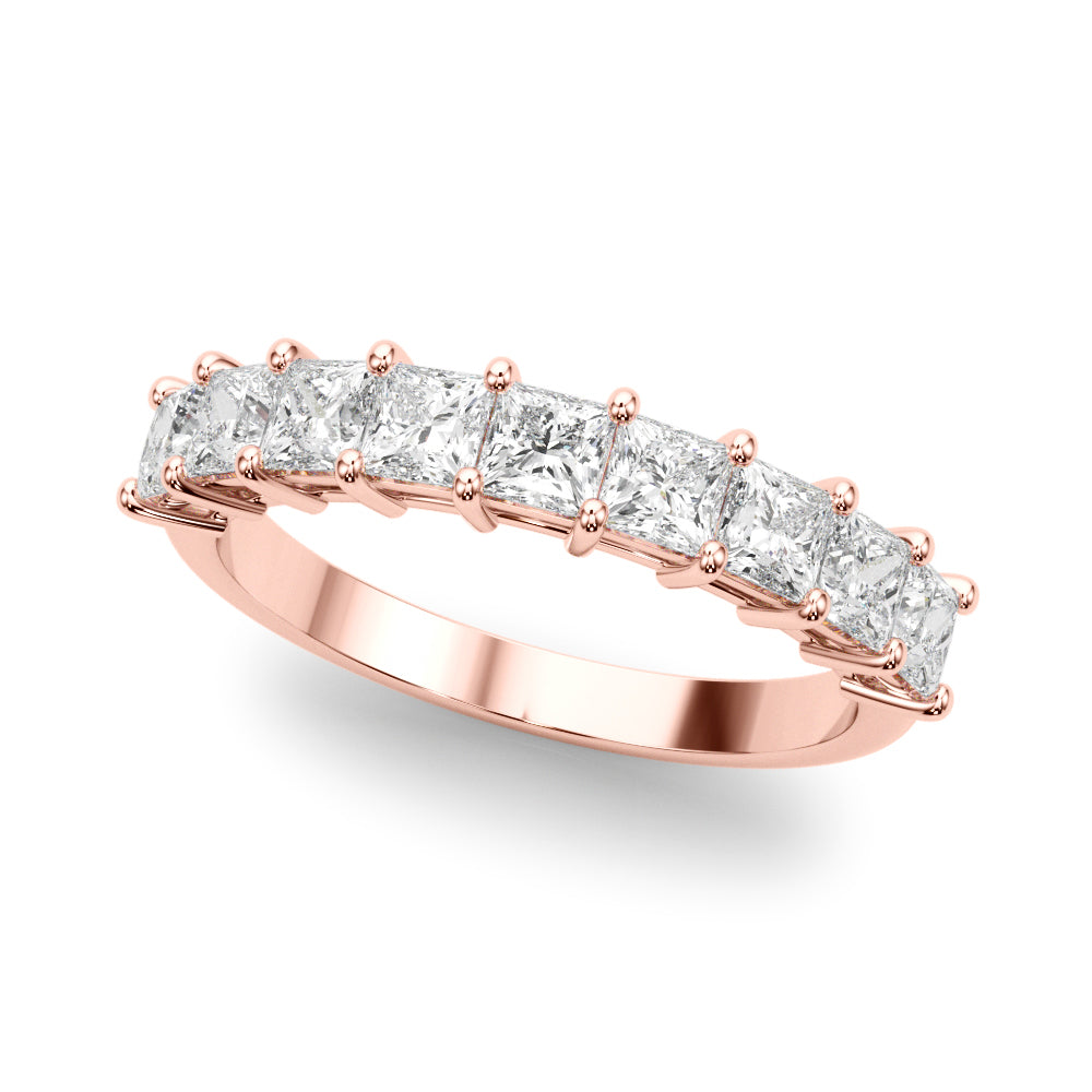18K Rose Gold Square Diamond Wedding Ring