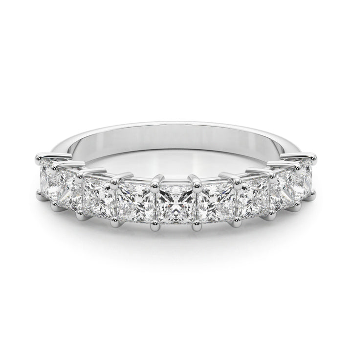 18K White Gold Square Diamond Wedding Ring