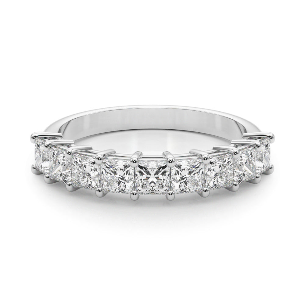 14K White Gold Square Diamond Wedding Ring