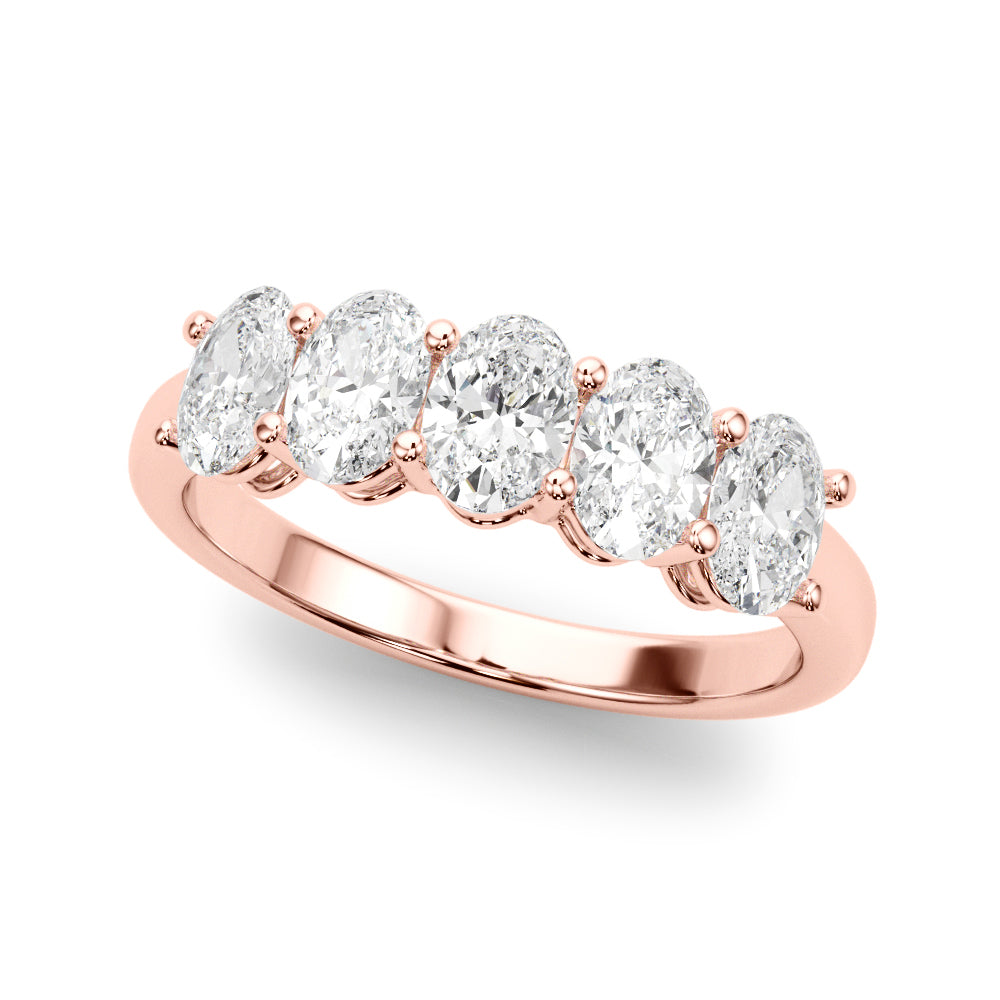 18K Rose Gold Oval Diamond Wedding Ring