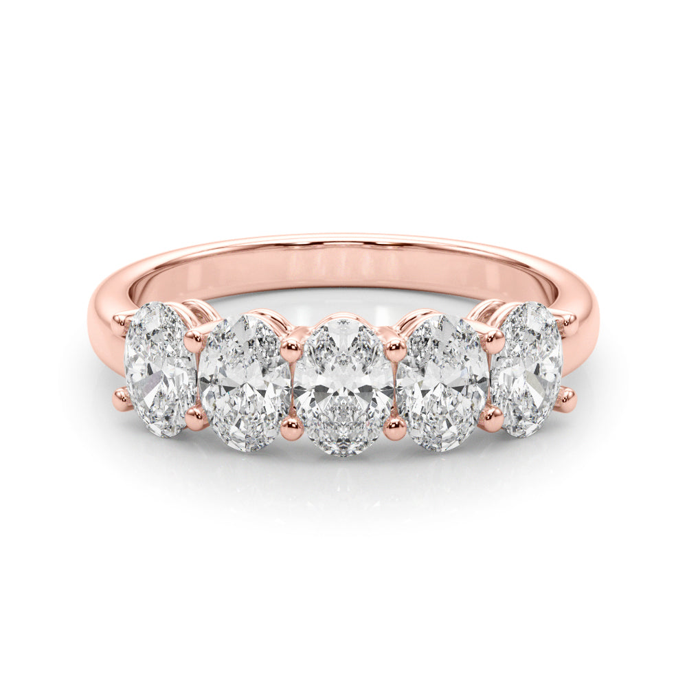 18K Rose Gold Oval Diamond Wedding Ring