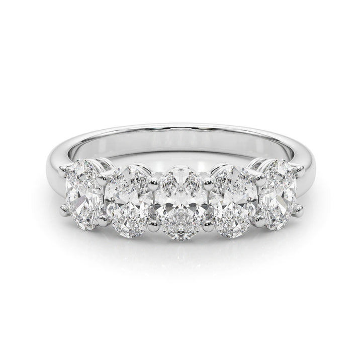 18K White Gold Oval Diamond 5-Stone Wedding Ring