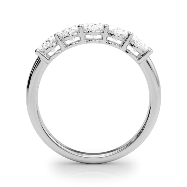 14K White Gold Oval Diamond 5-Stone Wedding Ring