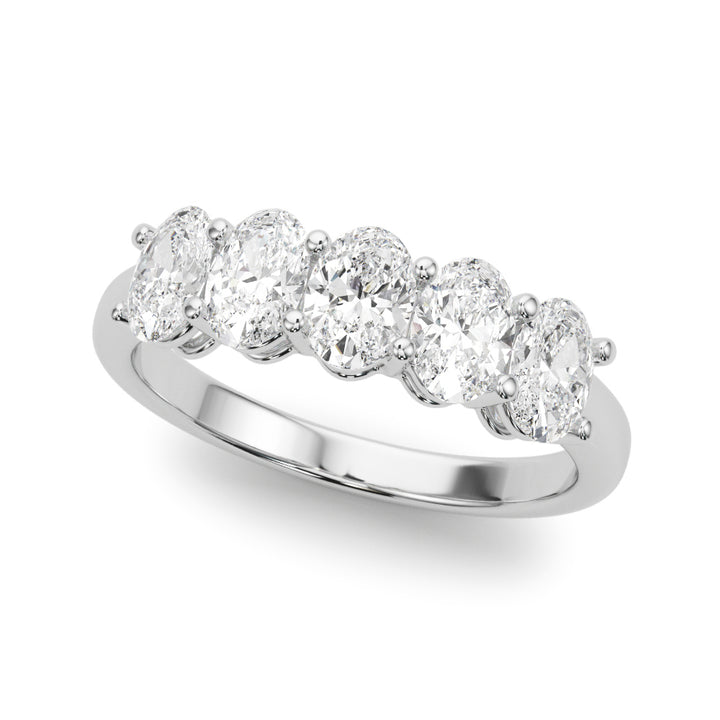 Platinum White Diamond Oval Wedding Ring