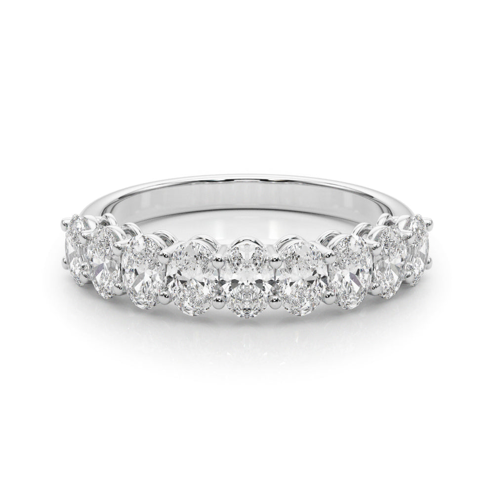 14K White Gold Oval Diamond Wedding Ring