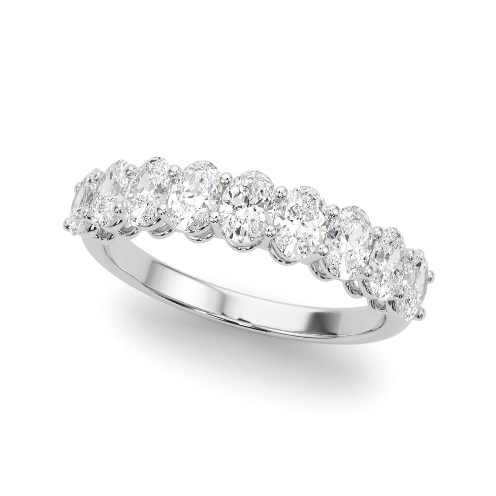 18K White Gold Oval Diamond Wedding Ring