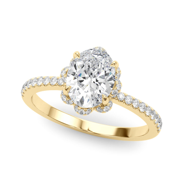 14K Yellow Gold Oval Diamond Engagement Ring with Halo