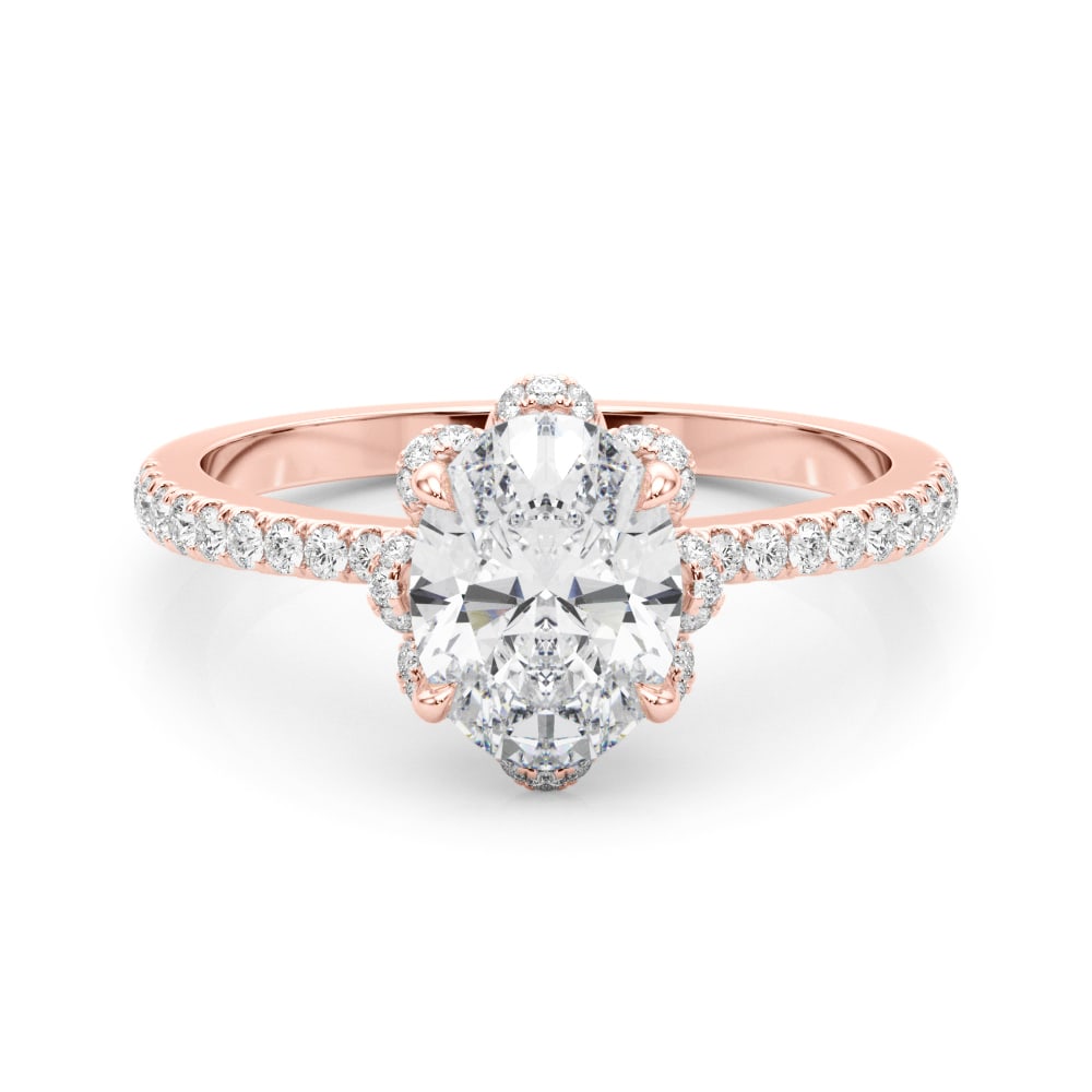 14K Rose Gold 1/2 ct tw Halo Diamond Engagement Ring