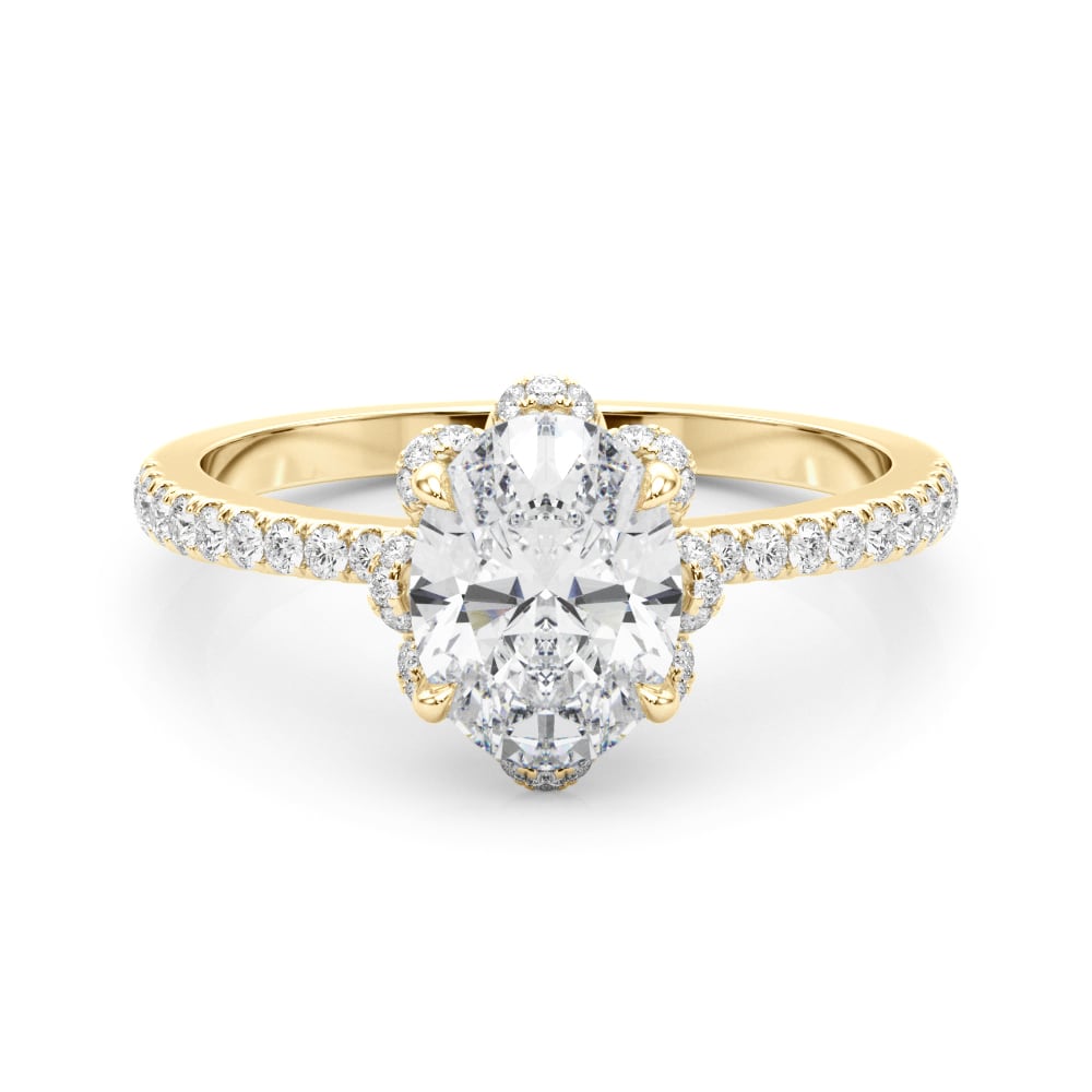 18K Yellow Gold 1/2 ct tw Halo Diamond Engagement Ring