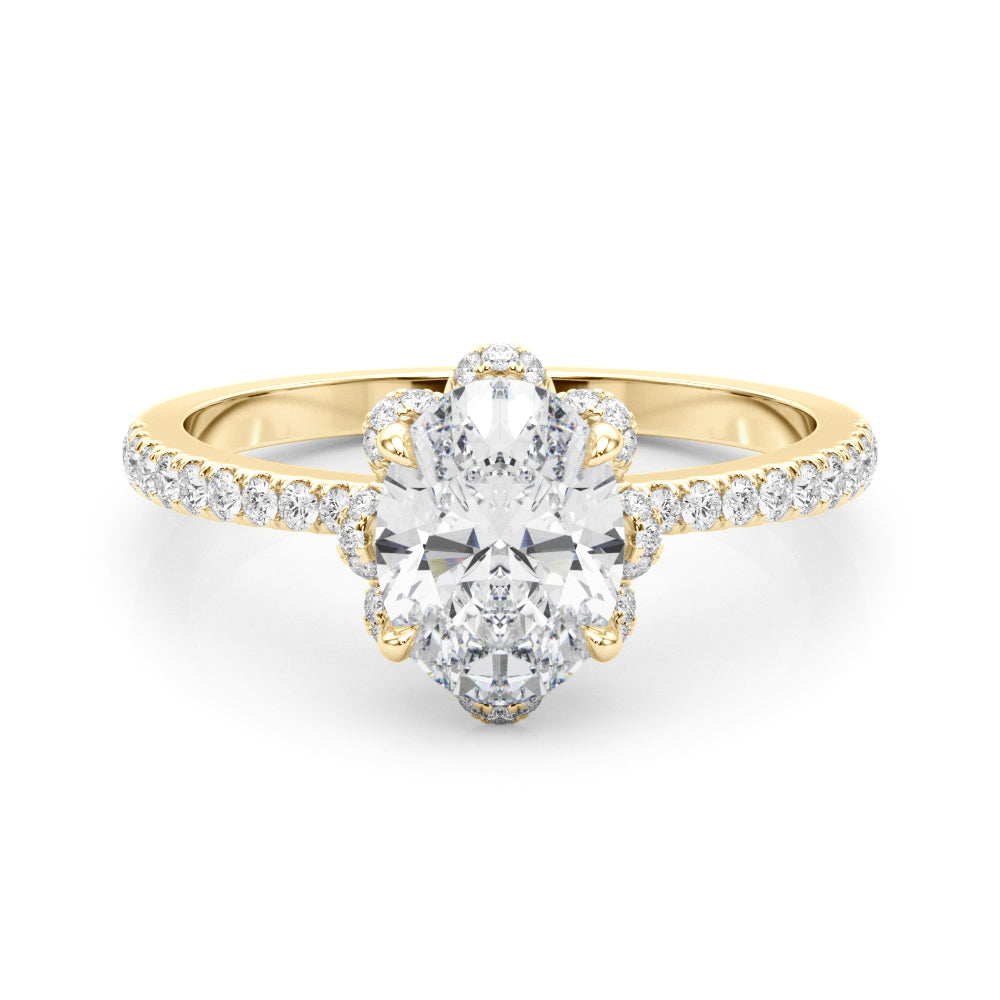 14K Yellow Gold Oval Diamond Engagement Ring with Halo