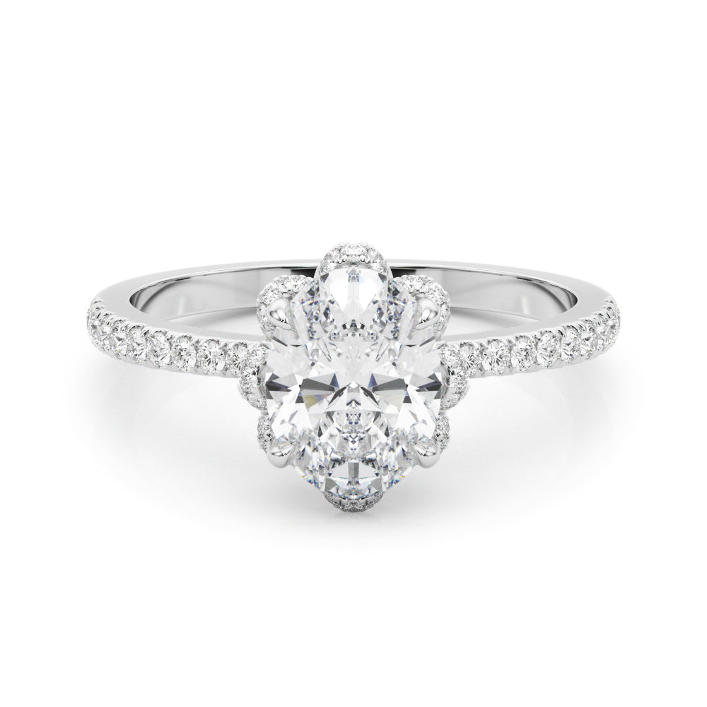 Platinum Oval Diamond Halo Engagement Ring