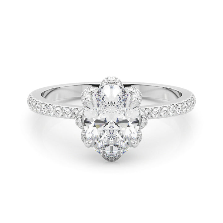 18K White Gold 0.5ctw Oval Diamond Halo Ring