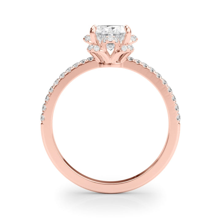 14K Rose Gold 1/2 ct tw Halo Diamond Engagement Ring