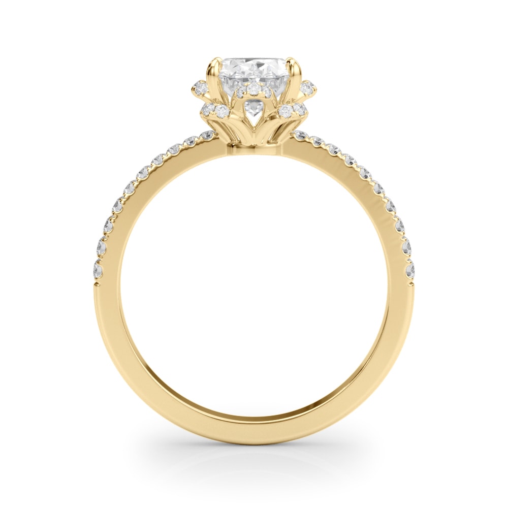 14K Yellow Gold 1/2 ct tw Halo Diamond Engagement Ring