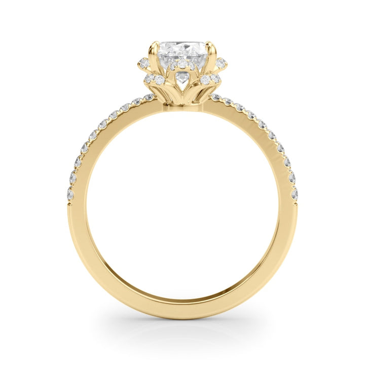 14K Yellow Gold 1/2 ct tw Halo Diamond Engagement Ring