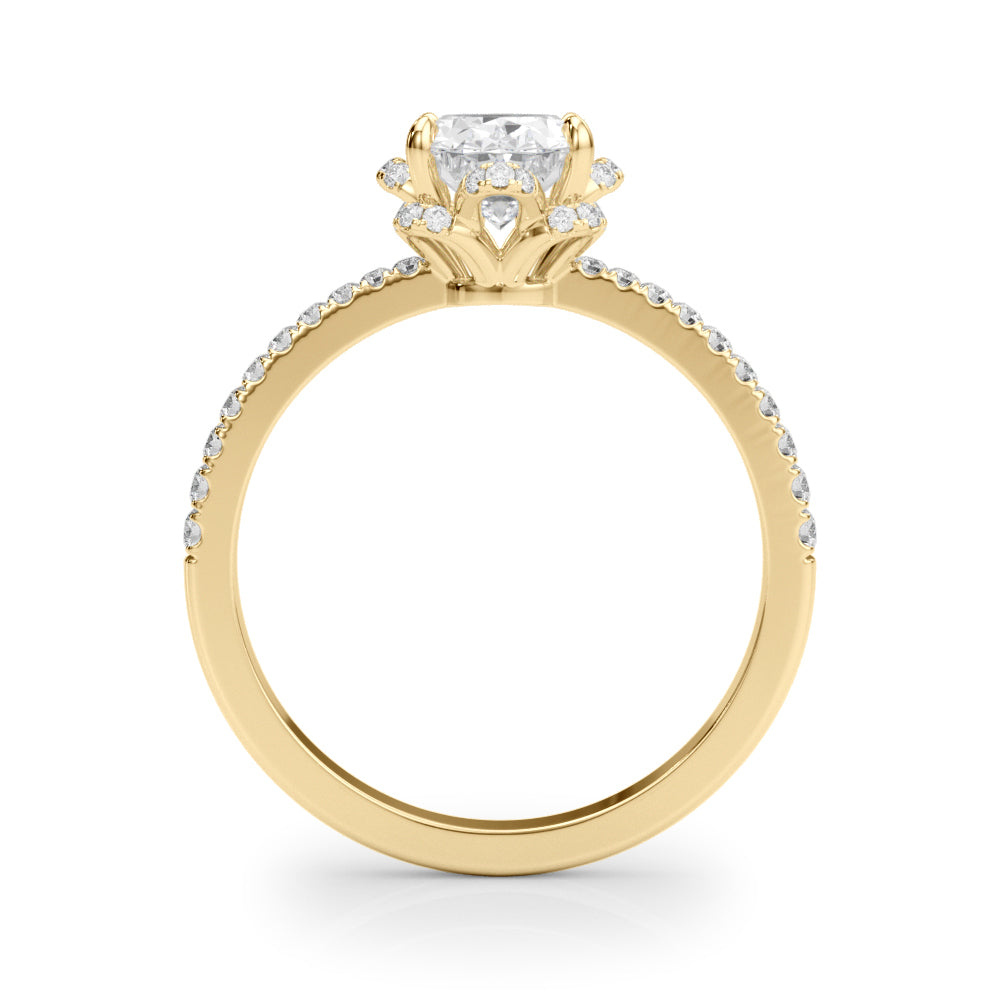 14K Yellow Gold Oval Diamond Engagement Ring with Halo