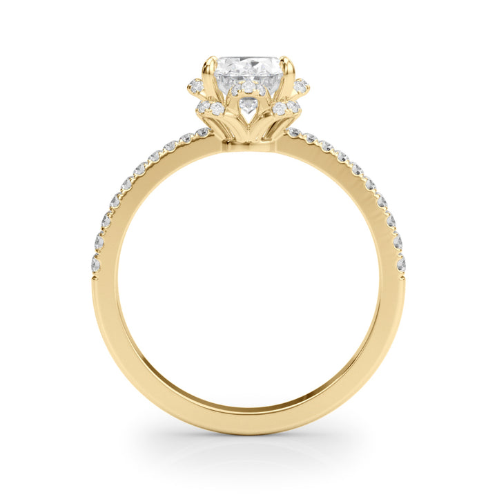 14K Yellow Gold Oval Diamond Engagement Ring with Halo