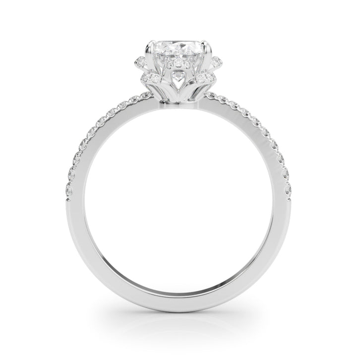 14K White Gold Oval Diamond Halo Engagement Ring