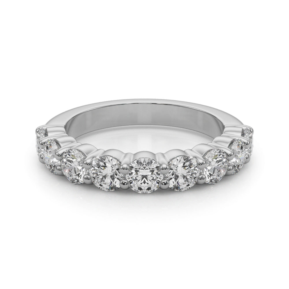 9 Stone Lab Diamond 18K White Gold Wedding Band