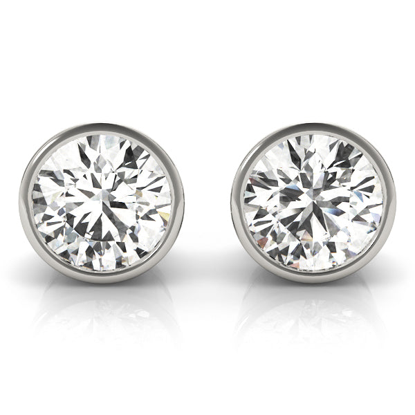 0.1CT Lab Diamond Bezel Stud Earrings - 14K White Gold