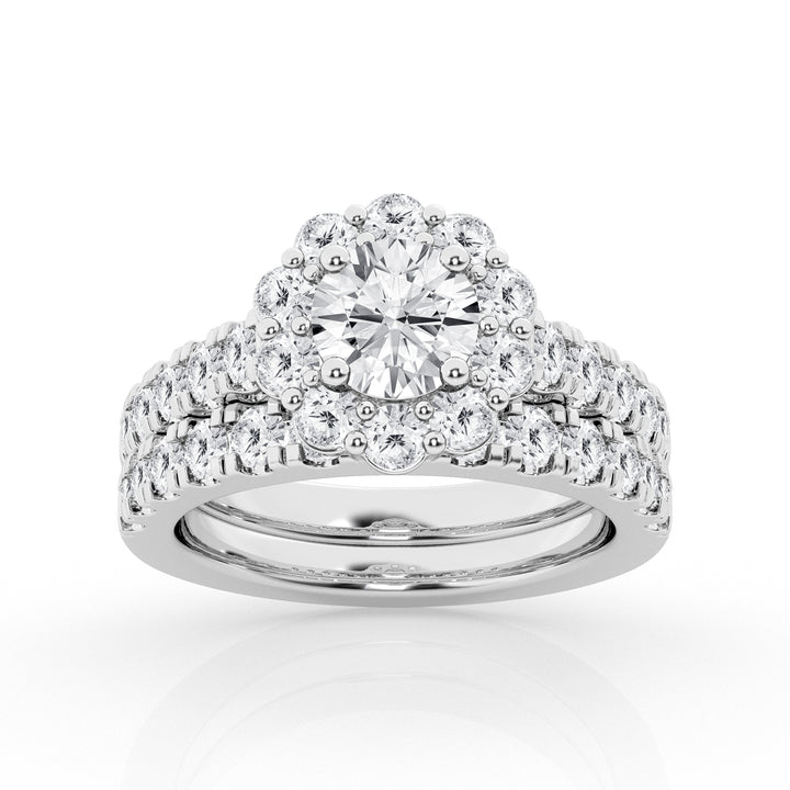 3.00 cttw  Halo Bridal Ring with 1.00 ct Round Center Stone