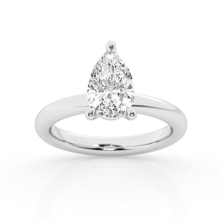 14K White Gold 2ct Pear Lab Diamond Solitaire Ring
