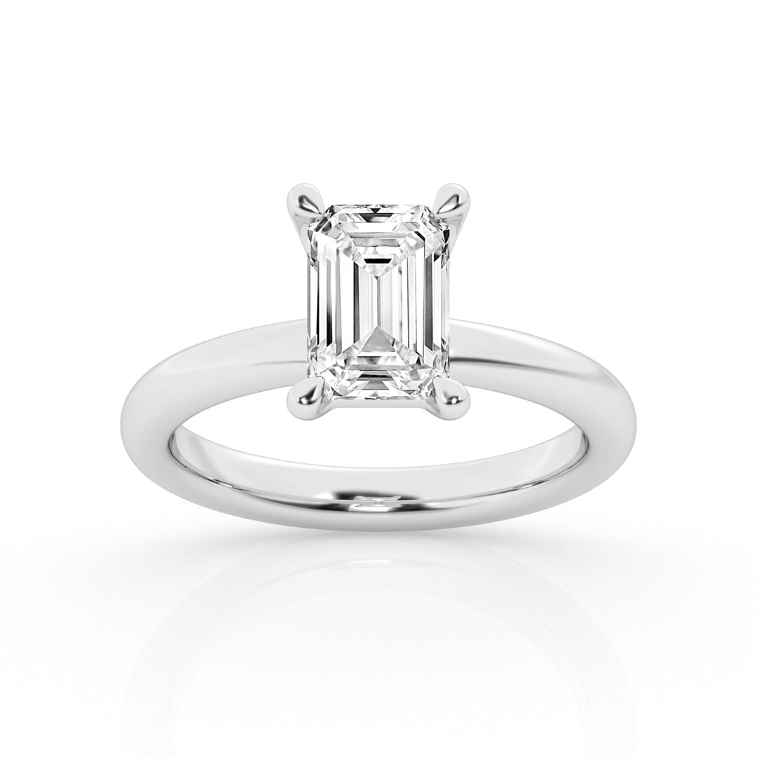 14K White Gold 3.0 ct Lab Diamond Emerald Solitaire