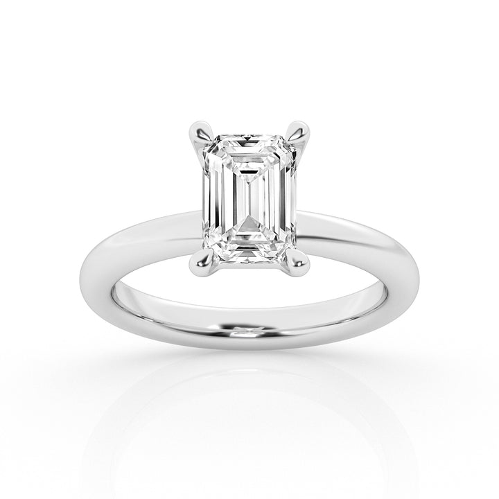 14K White Gold 3.0 ct Lab Diamond Emerald Solitaire
