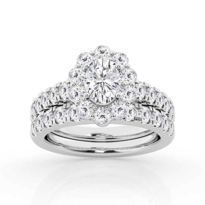 3.00 cttw  Halo Bridal Ring with 1.00 ct Oval Center Stone