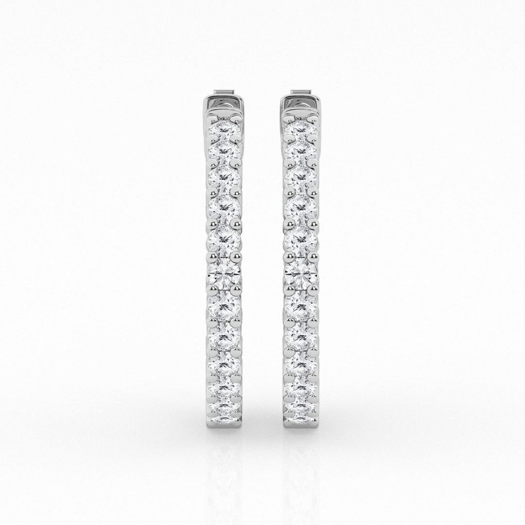 14K White Gold Round Lab Diamond Hoop Earrings
