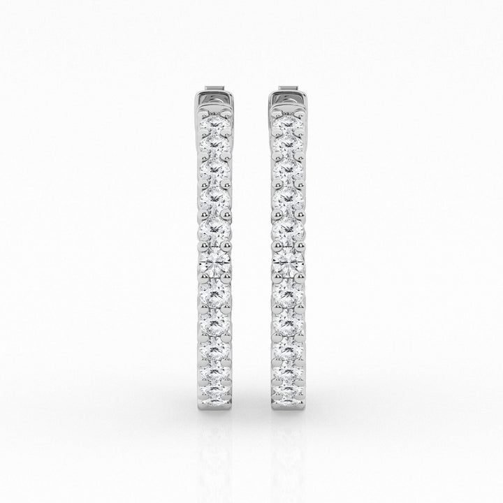 14K White Gold Round Lab Diamond Hoop Earrings