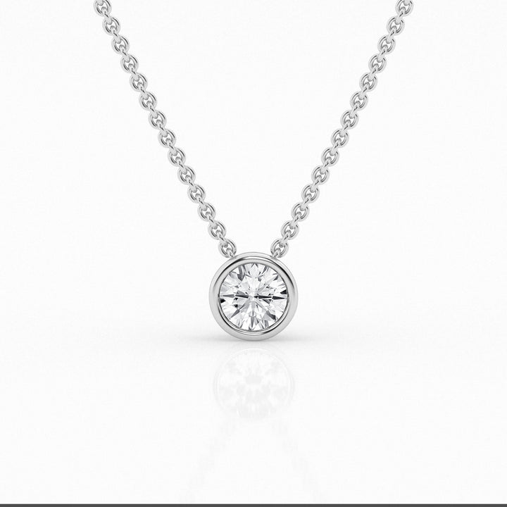 14K White Gold Lab Diamond Solitaire Pendant