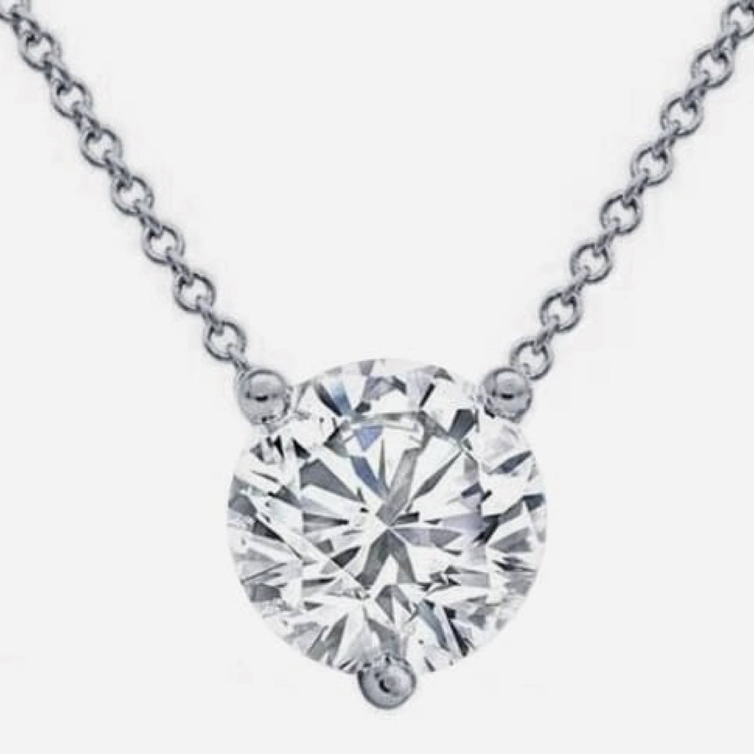 Brilliant 1ct Lab Diamond Solitaire Pendant in 14K White Gold