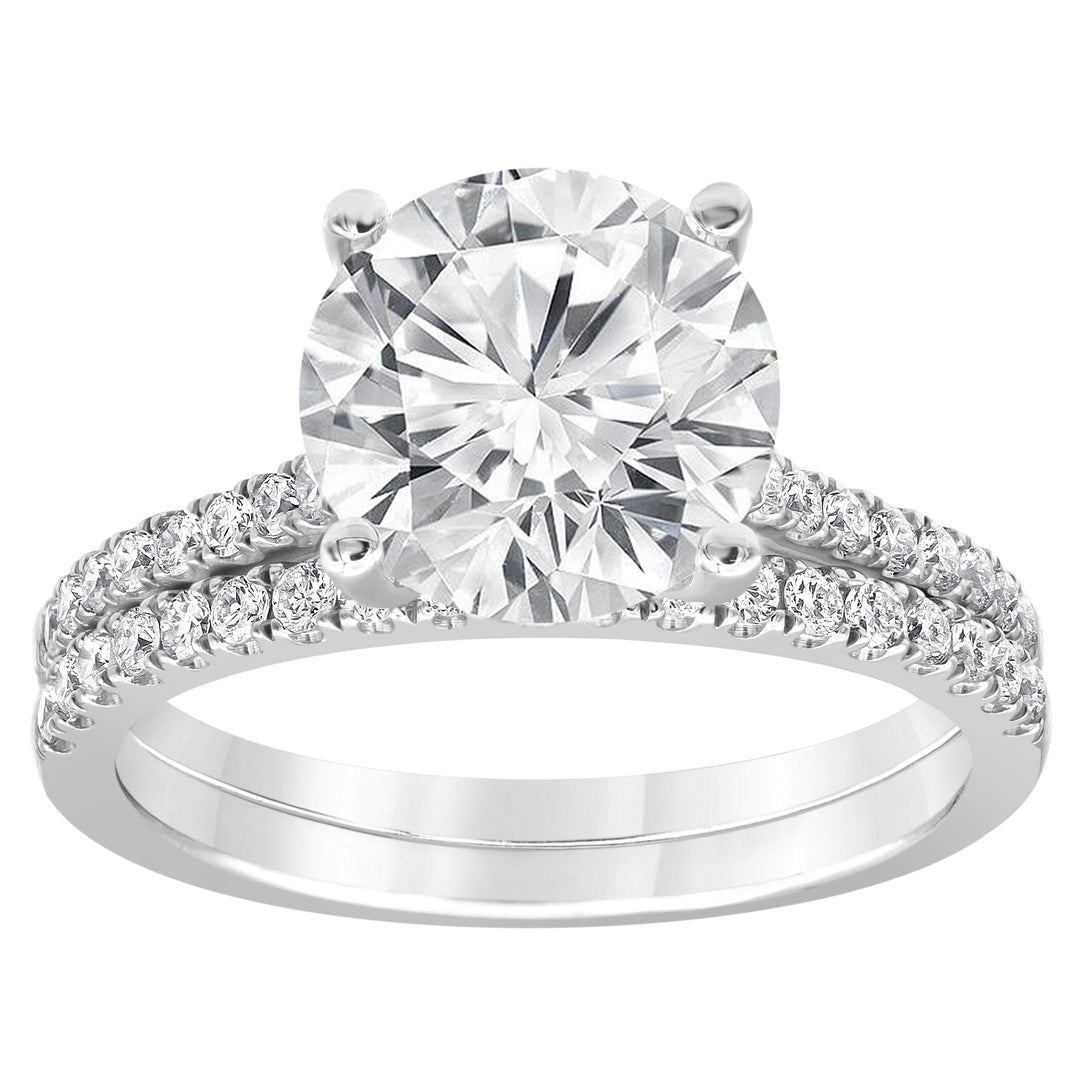 14K White Gold 3ct Lab Diamond Halo Engagement Ring