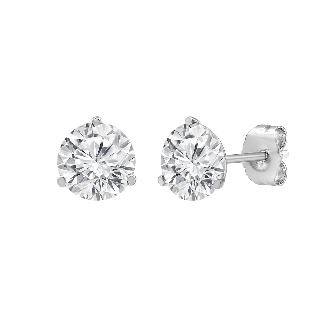 14K White Gold Lab Diamond Round Martini Stud Earrings