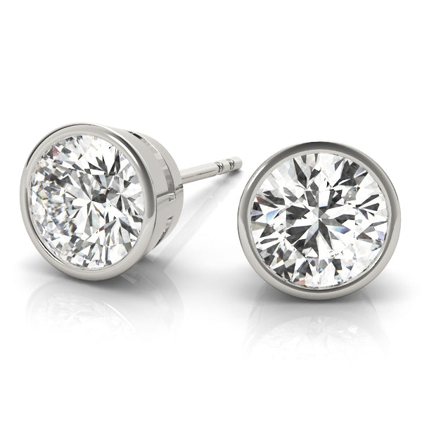 0.1CT Lab Diamond Bezel Stud Earrings - 14K White Gold